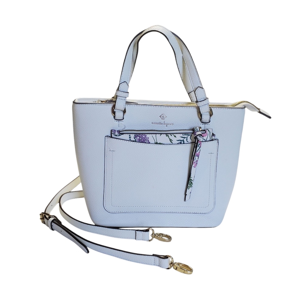 Nanette Lepore White Tote with Floral Pouch - Picture 16 of 16